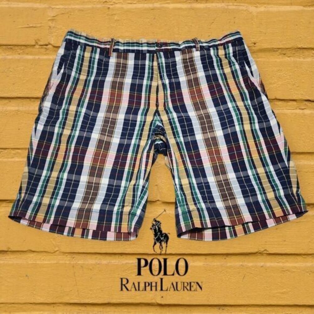 Polo Ralph Lauren Shorts Mens India Madras Plaid Classic Fit Multi Color 35x9.5